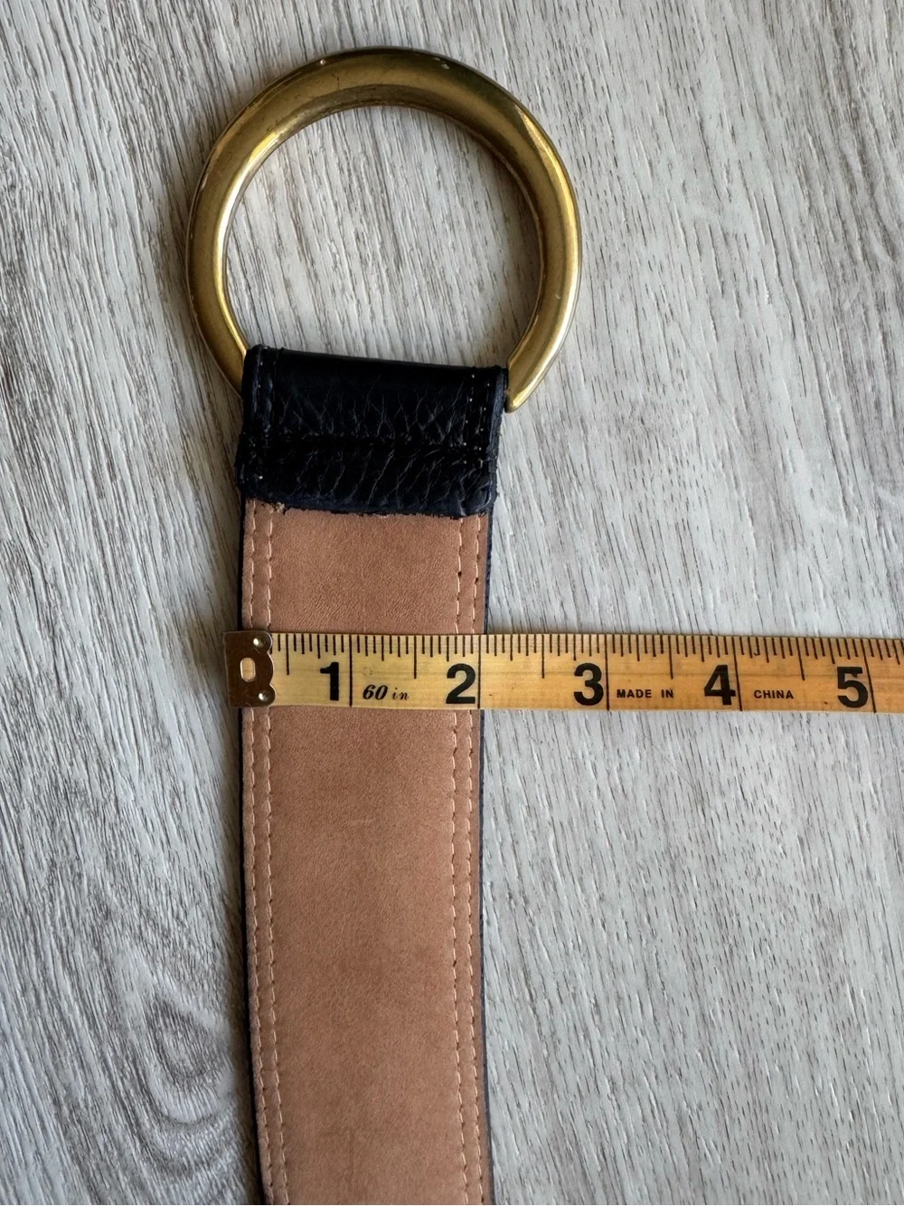 WCM New York Leather Black & Gold Tone Metal Boho Large Hook & Buckle Belt LARGE